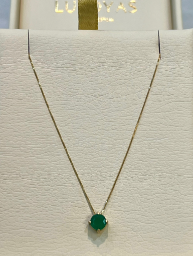 Cadena y dije en oro 18k 750 con esmeralda natural 45 cm