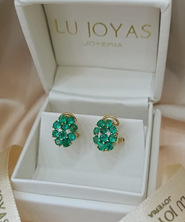 Aretes en Oro 18k con Esmeraldas Y Diamantes