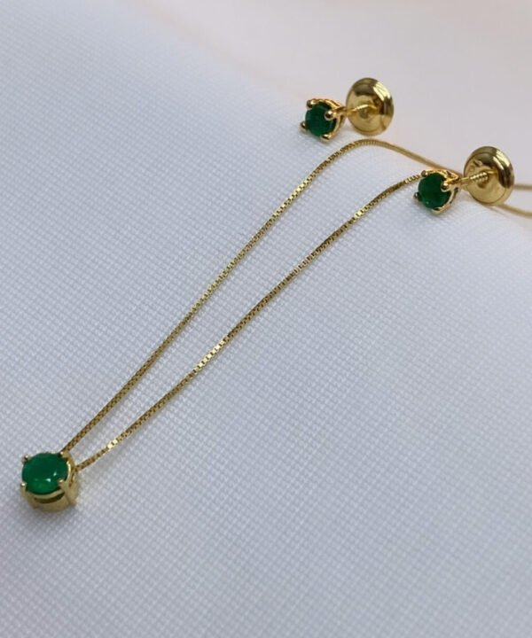 Set de oro, con esmeralda natural