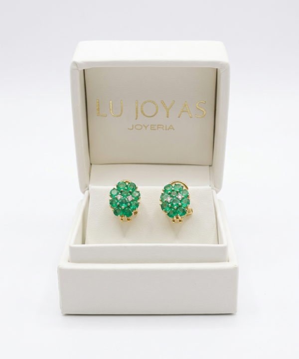 Aretes en Oro 18k con Esmeraldas Y Diamantes
